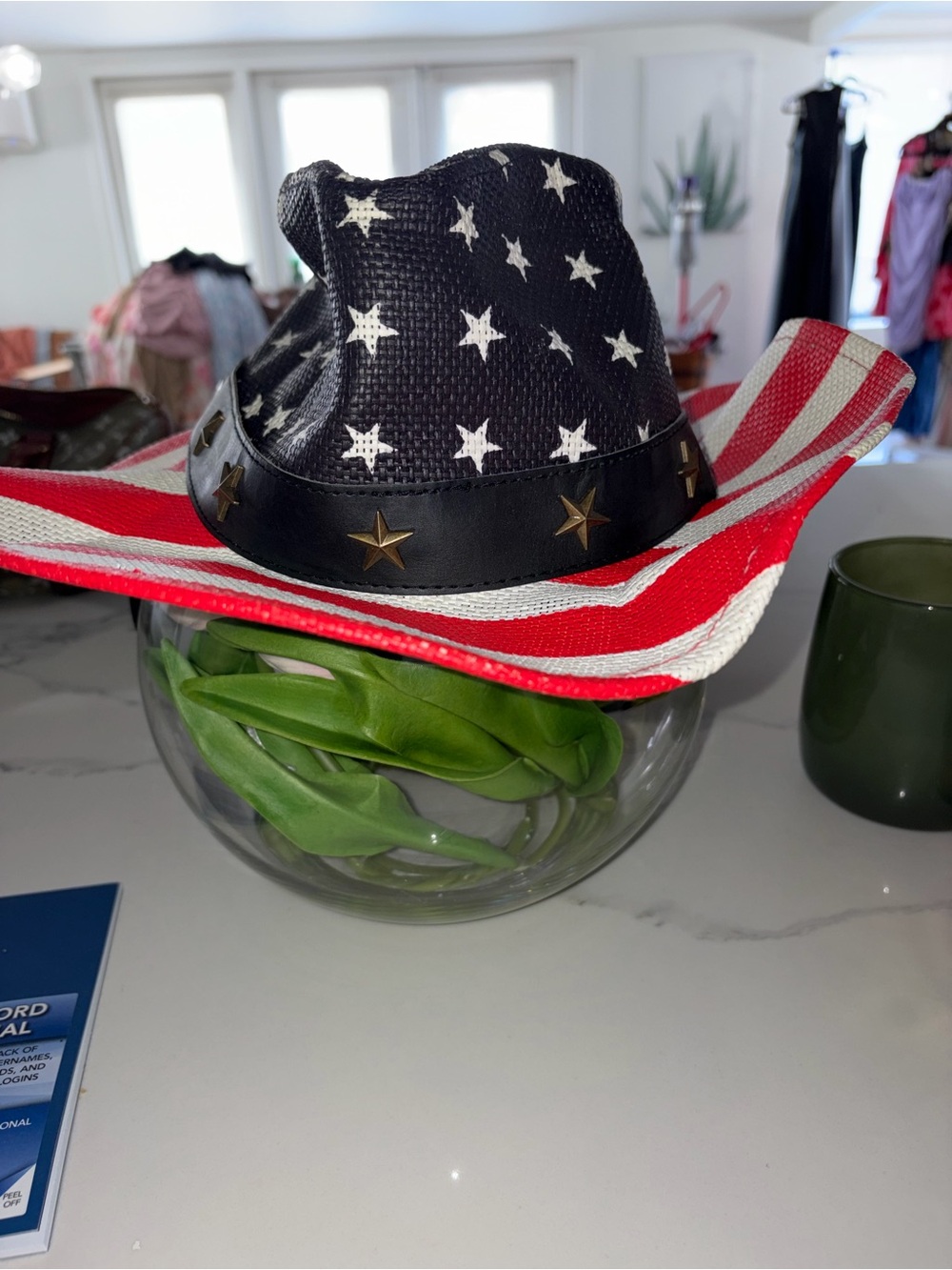 Perfect for the 4th!! Patriotic USA Stars & Stripes Straw Cowboy hat - Picture 5 of 6